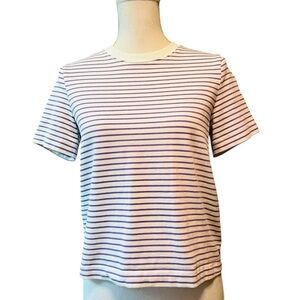 COS White and Purple Striped Short Sleeve Tee Top Size Small NWOT